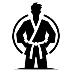 Karate Belt Icon with man vector silhouette, black color silhouette © Dream Is Power