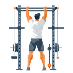 Fototapeta premium A man is working out in the gym, on a full-length white background, flat illustration
