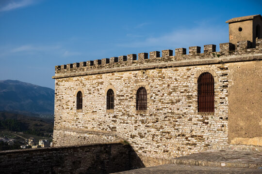 12th century built fortress of Gjirokaster, Albania where the Ottoman legacy is clearly visible. Castle of Girokaster.