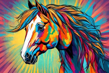 Horse head vector in pop art style