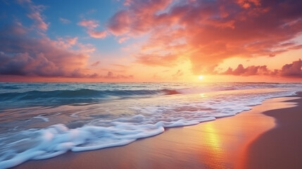 Fototapeta na wymiar beautiful sunset on the background of the sea, ocean