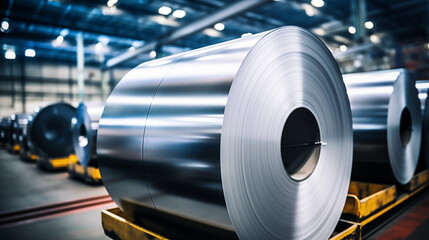 roll of stainless steel in a factory