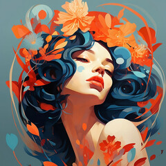 Art, woman, vector, 2d flat, Generative Ai