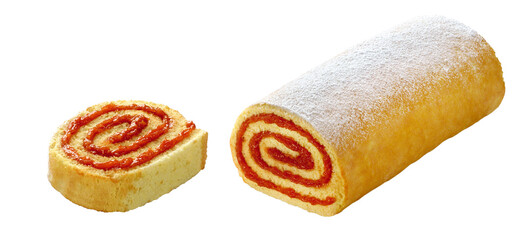 delicioso rocambole recheado com creme de goiaba isolado em fundo transparente - bolo de rolo