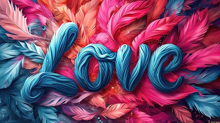 Bright colorful lettering Love, juicy colors