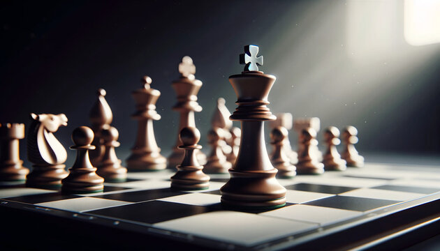 Strategic Leadership - Chessboard with King Piece