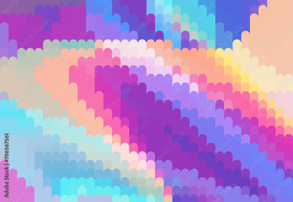 Poster Abstract pattern by multicolor vertical rounded stripes. Vector graphics