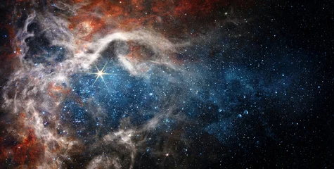 Foto op Canvas Space scene with stars in the galaxy. Panorama. Universe filled with stars, nebula and galaxy,. Elements of this image furnished by NASA © Tryfonov