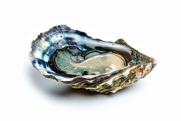 Open Blue Oyster isolated on white
