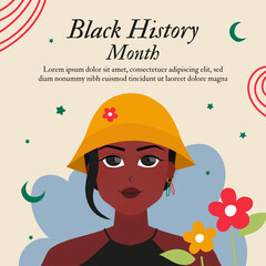 Black History Month Cartoon Hand Drawn Illustration