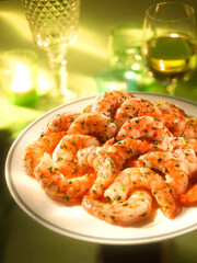 Garnelen Provencale, Gambas, Kräuter, Tellergericht, Meeresfrüchte, 