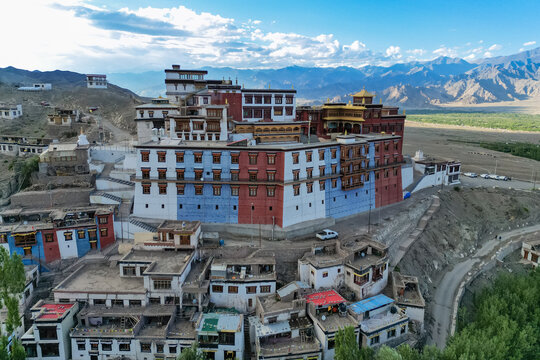 Matho Monastery, Buddhist monasteries, view from drone, Ladakh, Small Tibet