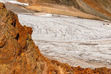 Alpine summer view at Wildspitzbahn cable car, Pitztal Glacier, Imst, Tyrol, Austria