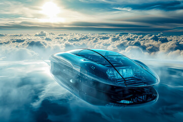 hydrogen fuel cell car emitting only water vapor - obrazy, fototapety, plakaty