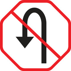 No U turn Arrow sign 