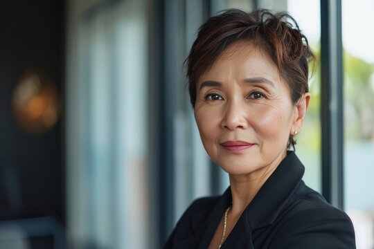 Portrait of a senior Asian professional person, older executive and CEO