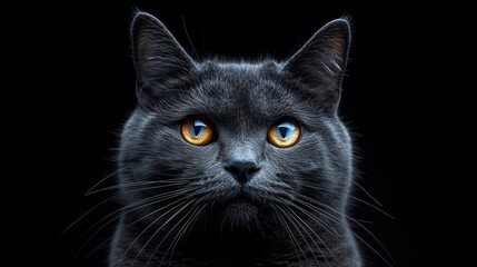 Horizontal wallpaper black cat on black background