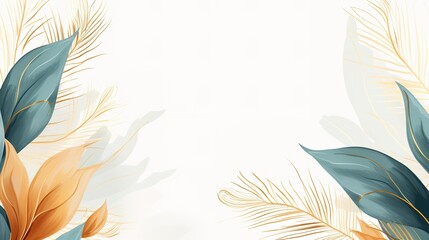 Abstract art background image. Luxury minimal style wallpaper with botanical flowers and leaves, organic shapes. Minimal Design for text, wedding card background, frame, cover. Generative Ai