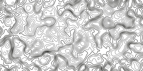 Background of the topographic map. Elevation contouring outline cartography texture. Geographic abstract grid. Futuristic wireframe landscape background. black and white seamless pattern