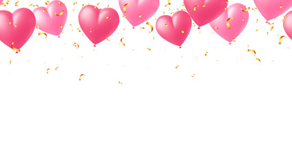 Balloon heart Valentine day or wedding invitation, festive decoration banner