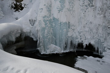 this is an ice cave in the winter time outside of the mountain