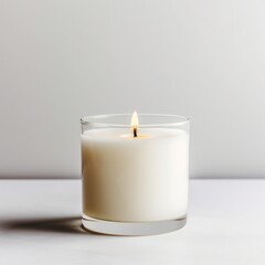 Fototapeta na wymiar blank scented candle glass mock up white background