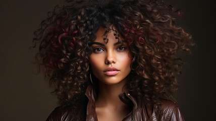 Embracing Natural Beauty: Textured Afro Hairstyle in Authentic Portrait - AI-Generated