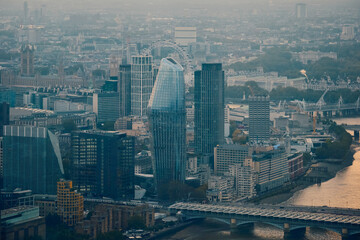 city skyline from above, looking at South London, England, UK