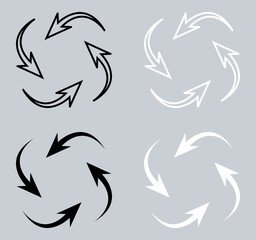 Obraz premium Set of Repeat arrow icon. Recycle icon sign symbol in trendy flat style. Rotation vector icon illustration isolated on gray background