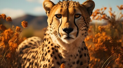 Cheetah Portrait in Savanna - Wildlife Photography generative ai