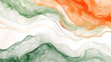 watercolor illustration featuring vibrant orange, white, and green hues, creativity and patriotic theme, artistic expression and celebration - obrazy, fototapety, plakaty