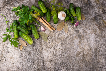 Ingredients for pickled or marinated cucumber