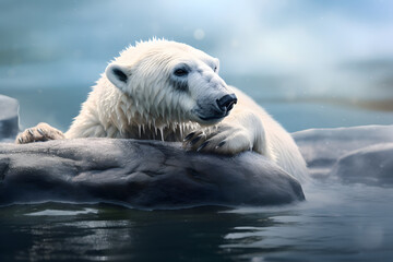 Fototapeta premium polar bear on ice, arctic animals, white bear, ice bear