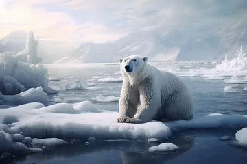 Fototapeten polar bear on ice, arctic animals, white bear, ice bear © MrJeans