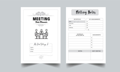 Meeting Note Planner. Daily Gratitude Monthly & Yearly Undated Planner. Journal. Printable Gratitude Journal. Planner Bundle Design. Printable Planner Set with cover page layout template