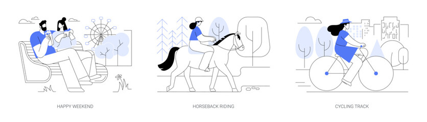 City park activities isolated cartoon vector illustrations se