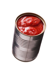 Peeled tomato sauce can isolated on transparent layered background. - 706577989