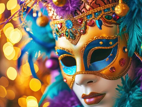 Carnival professional photo, sharp focus, festive background, greeting card