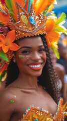 Charming sensual young female carnival participant in Rio