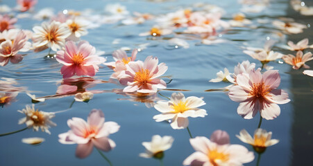 flower heads in the water, ai generated.