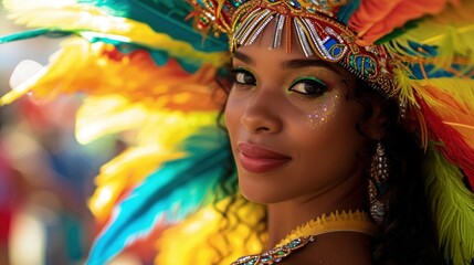 Half body shot of seductive and sensual woman Rio carnival participant