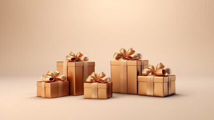 Obraz premium Gift box isolated on a gradient background Copy space