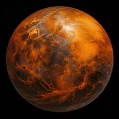*orange planet, balck background, realist** 