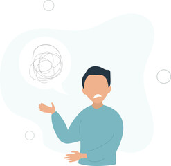 man talking to about his problems, confused thoughts. Mental health concept.flat vector illustration.