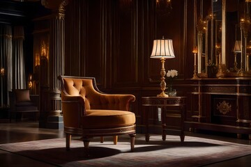 Fototapeta na wymiar A luxurious setting showcasing classic furniture exquisitely captured in flawless lighting