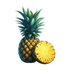 Fresh pineapple png isolated transparent background Ai generative.