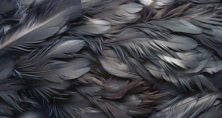 black feathers background, ai generated.