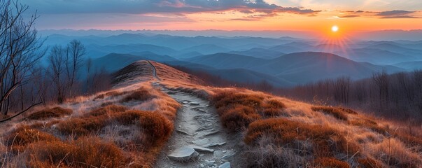 A view of the Bieszczady mountains in autumn, showcasing the spectacular display of fall colors and the serene beauty of the mountainous landscape.