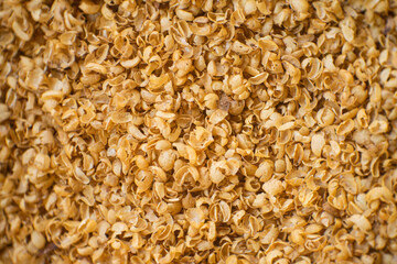 coffee hull or parchment skin of coffee beans, also called endocarp, papery layer around the coffee bean, leftover after cherries have been pulped, washed and dried