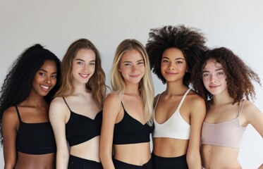 Group of women of different beauty and body types, cultural diversity concept.